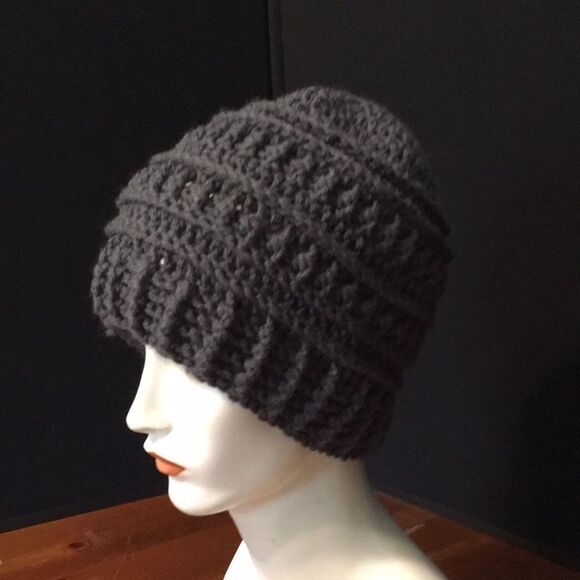 Bundle Sale 3 for $15 | Stylish Handmade Gray Knit Hat for Adults - Picture 3 of 10